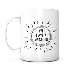 Print Supremacy We Have A Winner mug, front view, everyday coffee ready