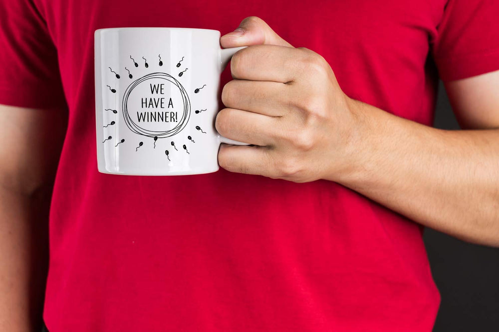 Print Supremacy We Have A Winner mug, side print, vibrant design visibility