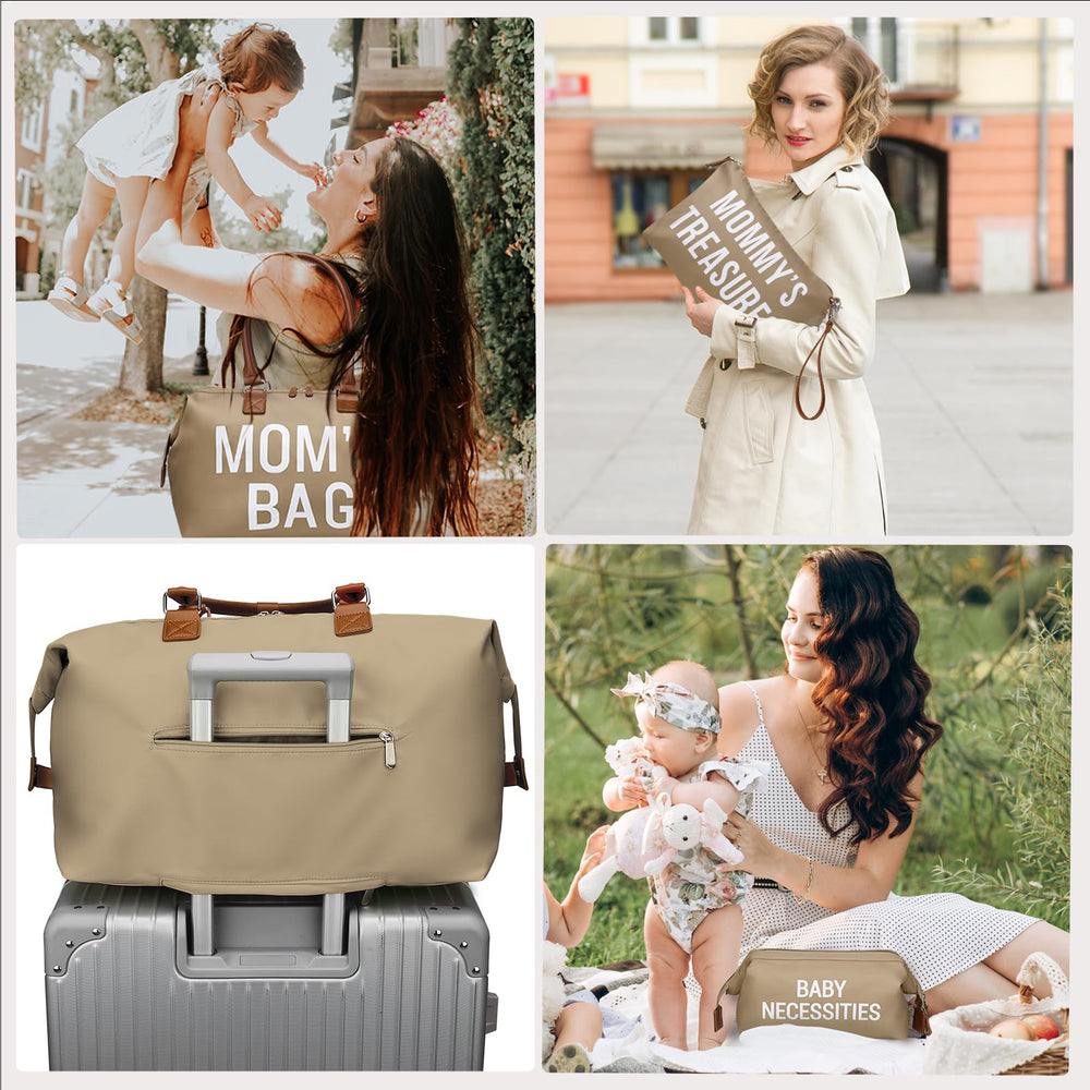 Printe Mom's Bag bottom with metal feet protects from spills.