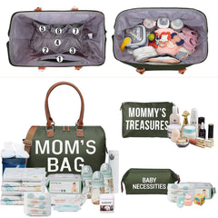 printe Mom's Bag interior with two organizing pouches keeps baby items neatly separated