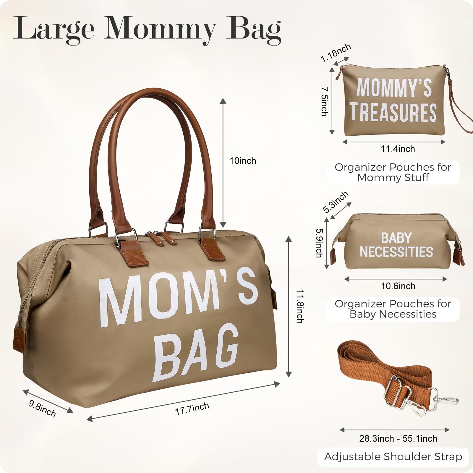 Printe Mom's Bag showing two organizer pouches for quick item access.