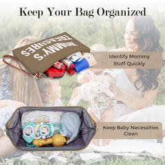 Printe Mom's Bag waterproof exterior and wipe-clean lining for busy days.