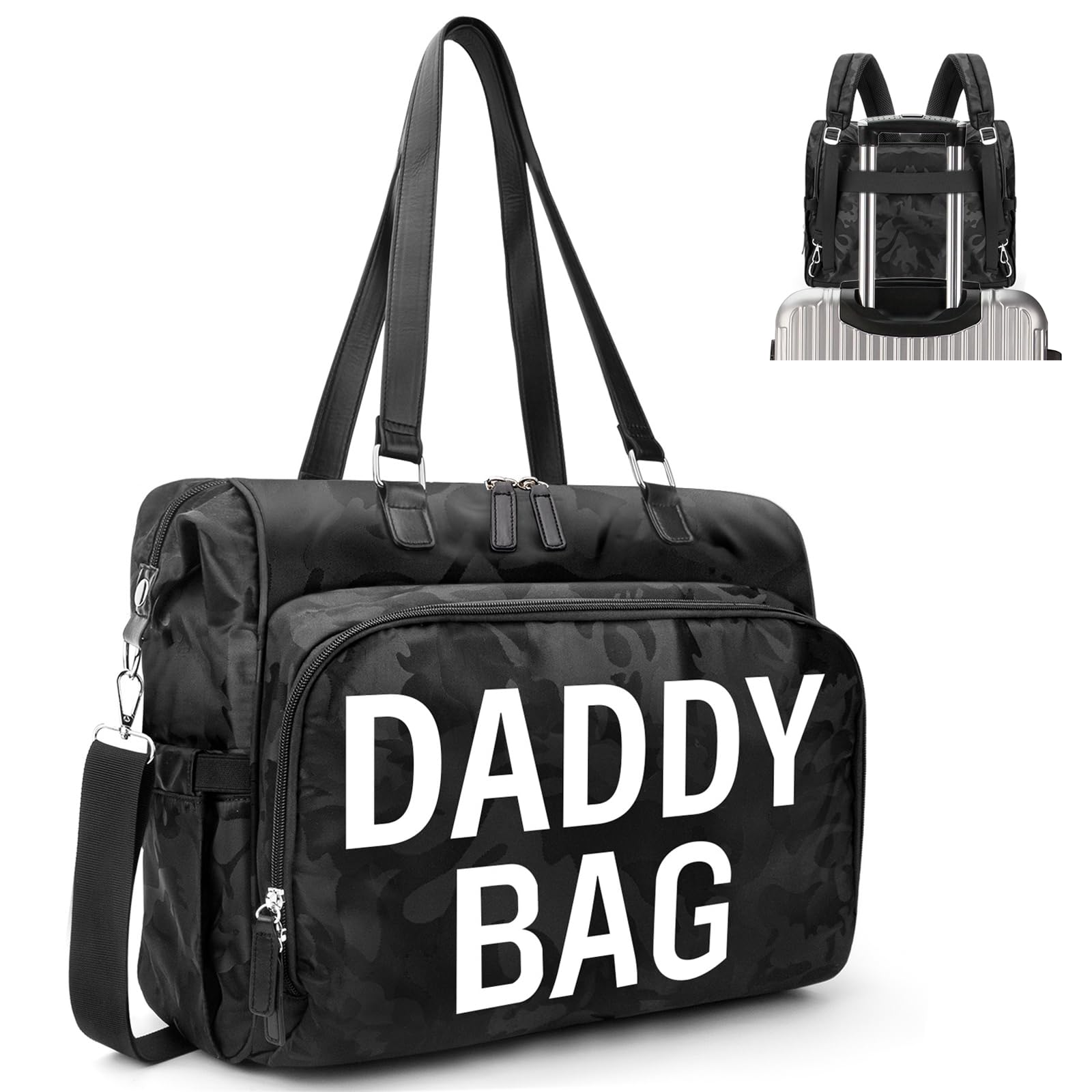 Pripher diaper backpack front view with roomy compartments for baby essentials.