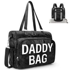 Pripher diaper backpack front view with roomy compartments for baby essentials.
