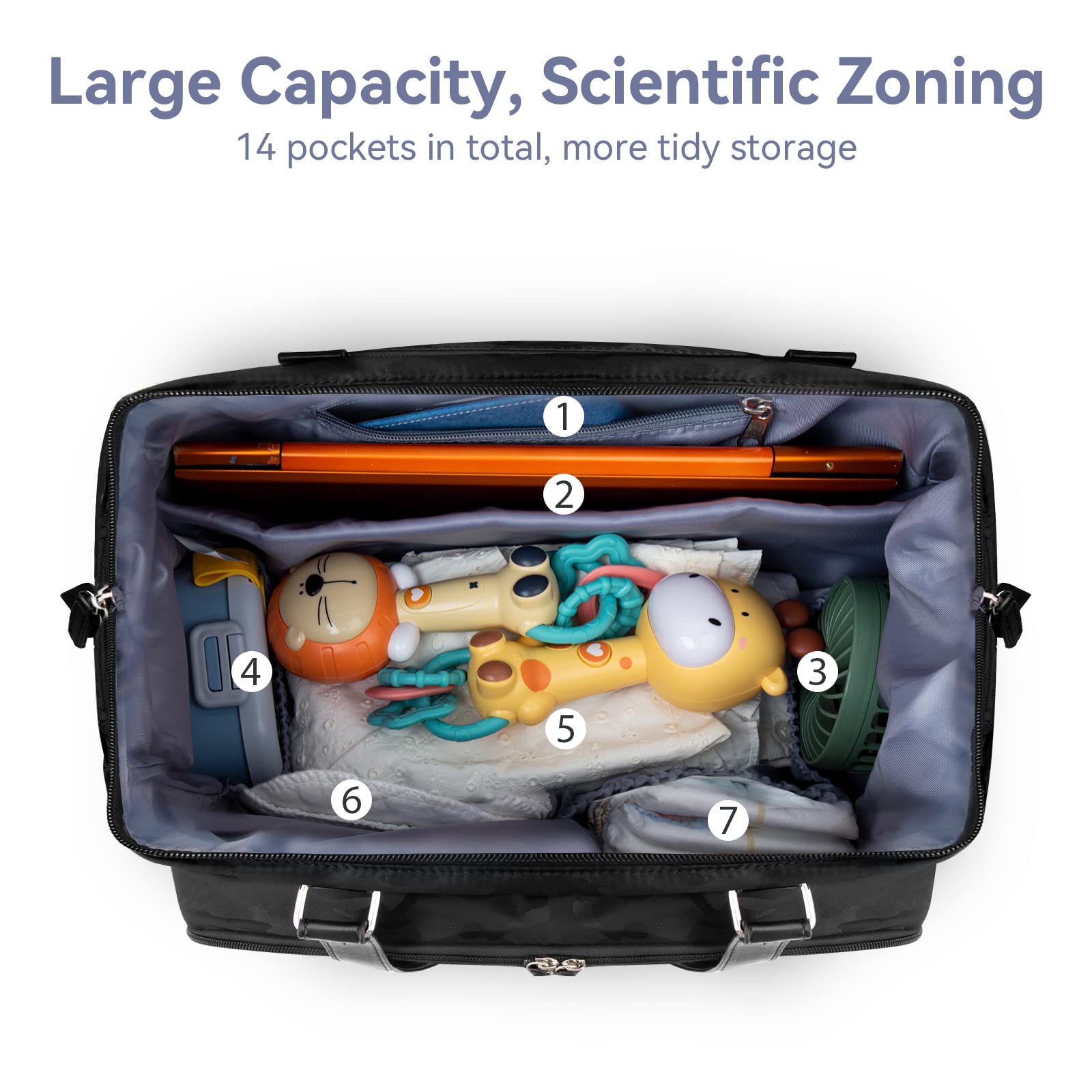 Pripher insulated bottle pockets keep drinks ready for on-the-go feeding.