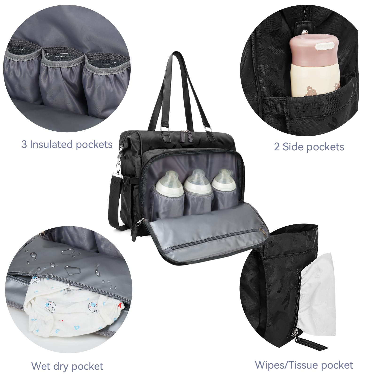 Pripher waterproof fabric protects contents during rain or spills.