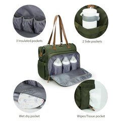 Pripher diaper bag tote interior with multiple pockets for organized outings