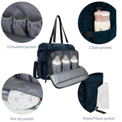 Pripher diaper bag tote waterproof fabric protects contents during rain or travel