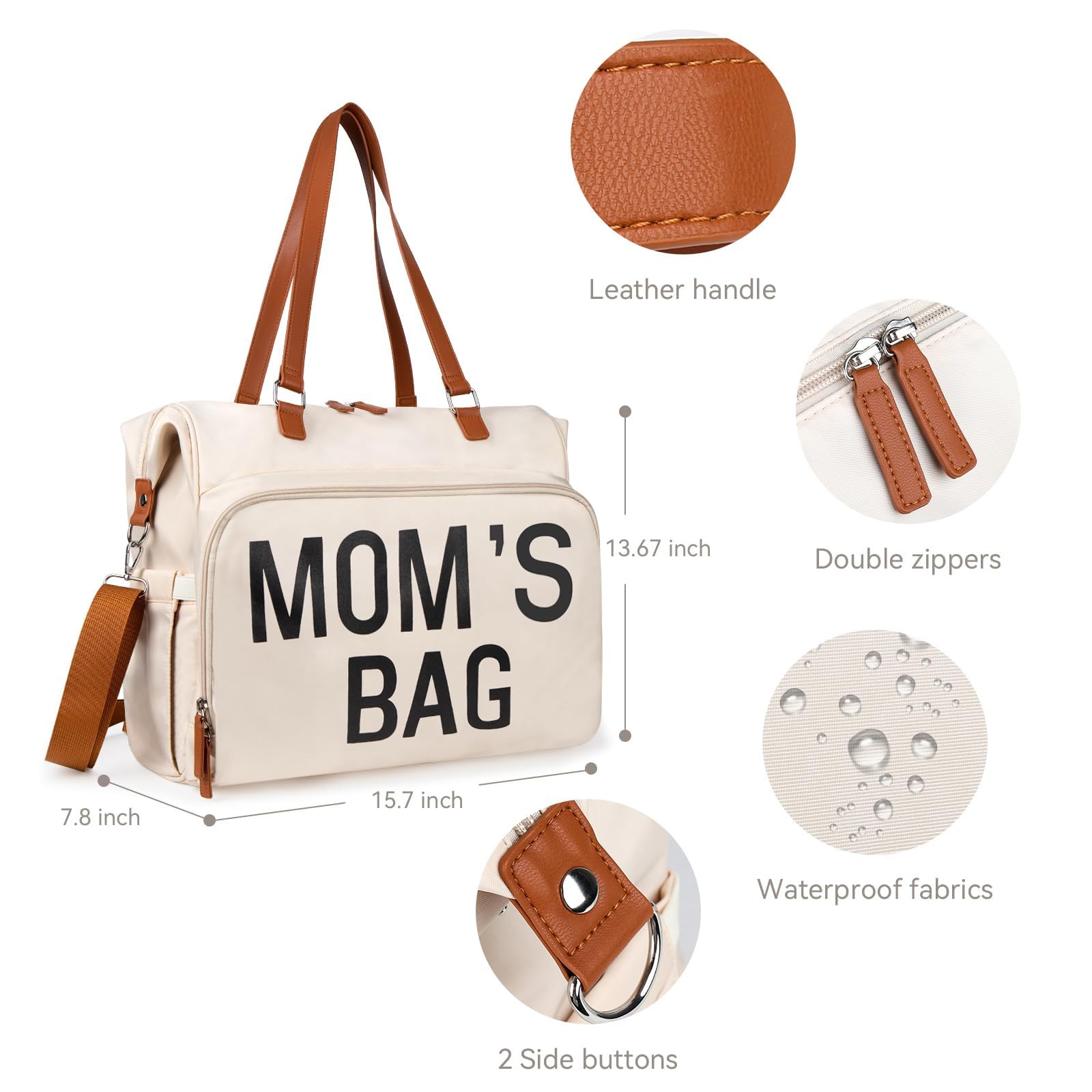 Pripher diaper bag wet pocket illustrating easy separation of damp items