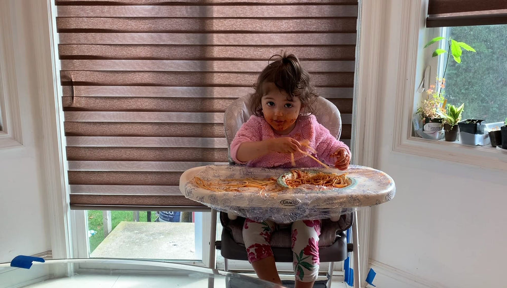 Pristine Aid BPA-free tray cover ensures safe, transparent protection during weaning meals