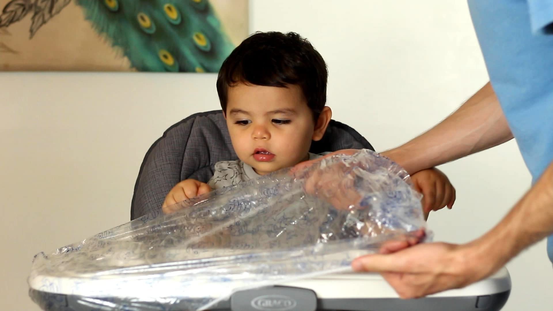 Pristine Aid clear, durable tray cover keeps surfaces neat during feeding sessions