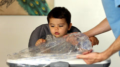 Pristine Aid clear, durable tray cover keeps surfaces neat during feeding sessions
