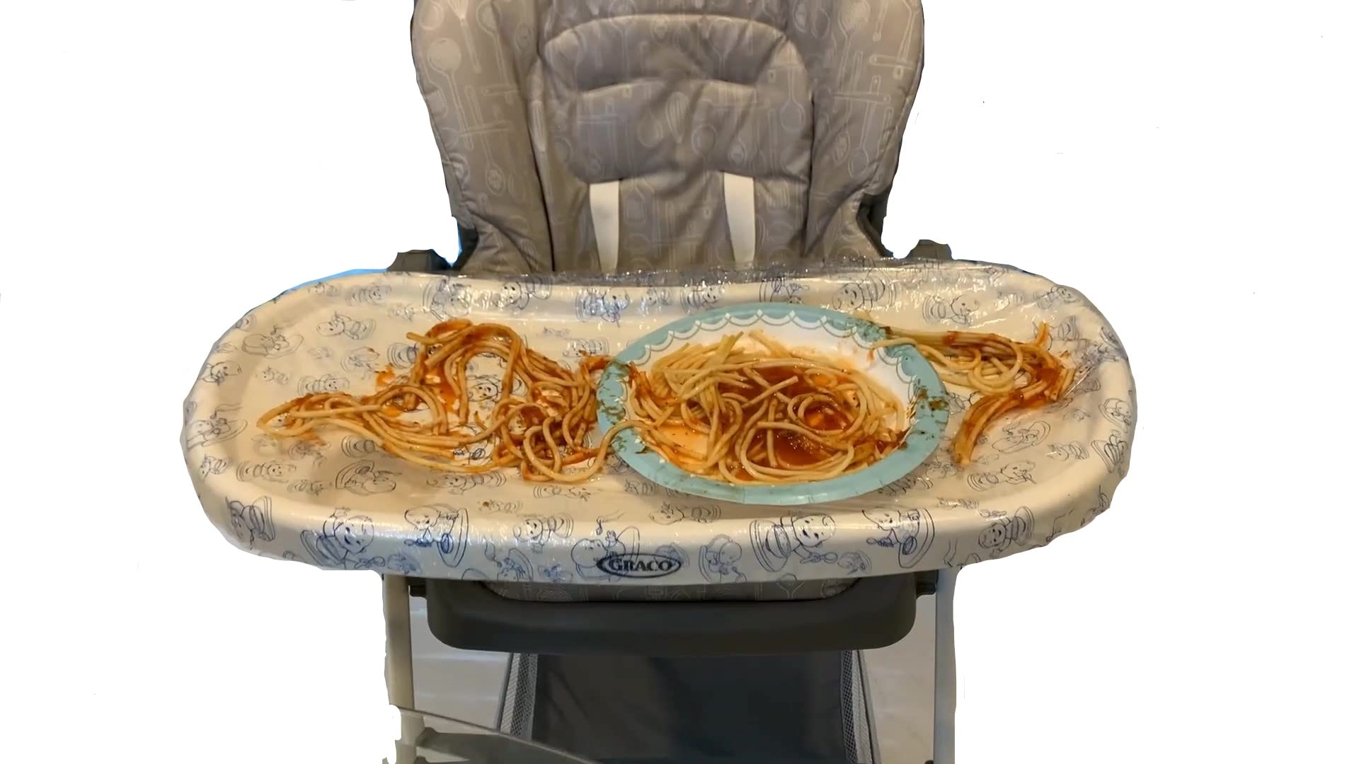 Pristine Aid disposable highchair tray cover provides easy cleanups after busy mealtimes