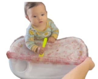 PRISTINE AID toddler table cover with red characters on tray protects surfaces during meals