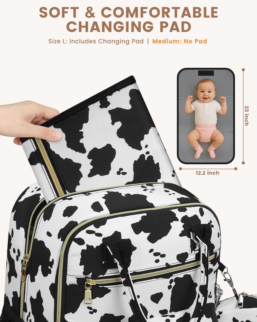 Pritent cow-print detail highlights stylish, practical gear