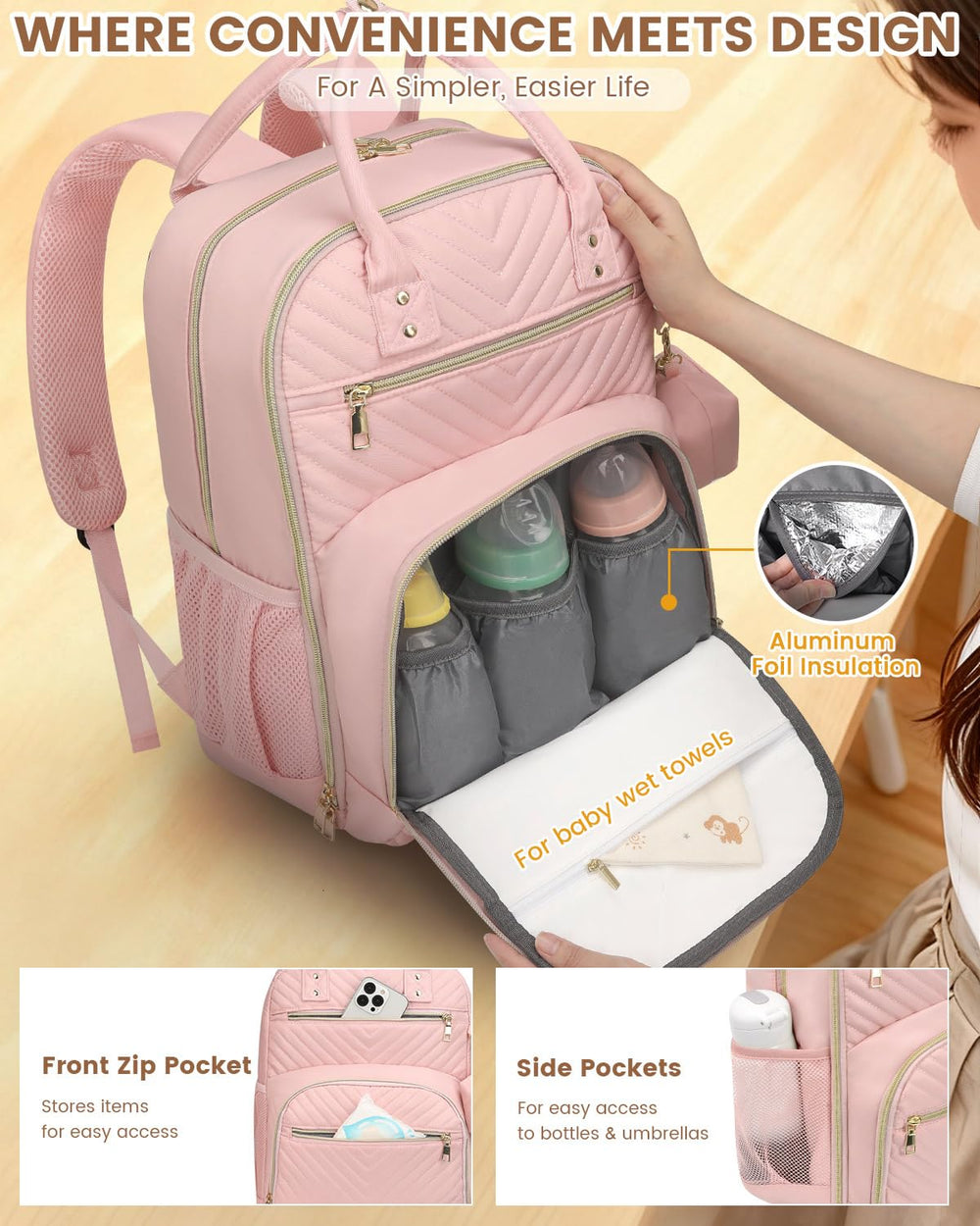 Pritent diaper bag backpack offers dual carry options for comfort and convenience