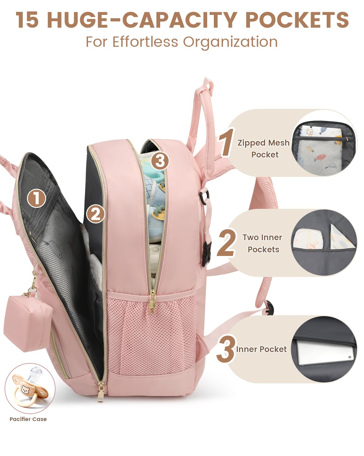 Pritent diaper bag backpack uses durable materials for daily wear and tear