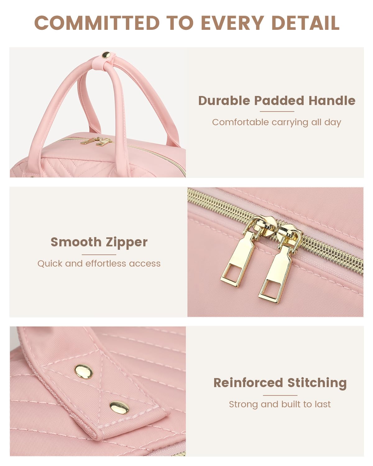 Pritent diaper bag backpack has easy clean lining for quick wipe downs