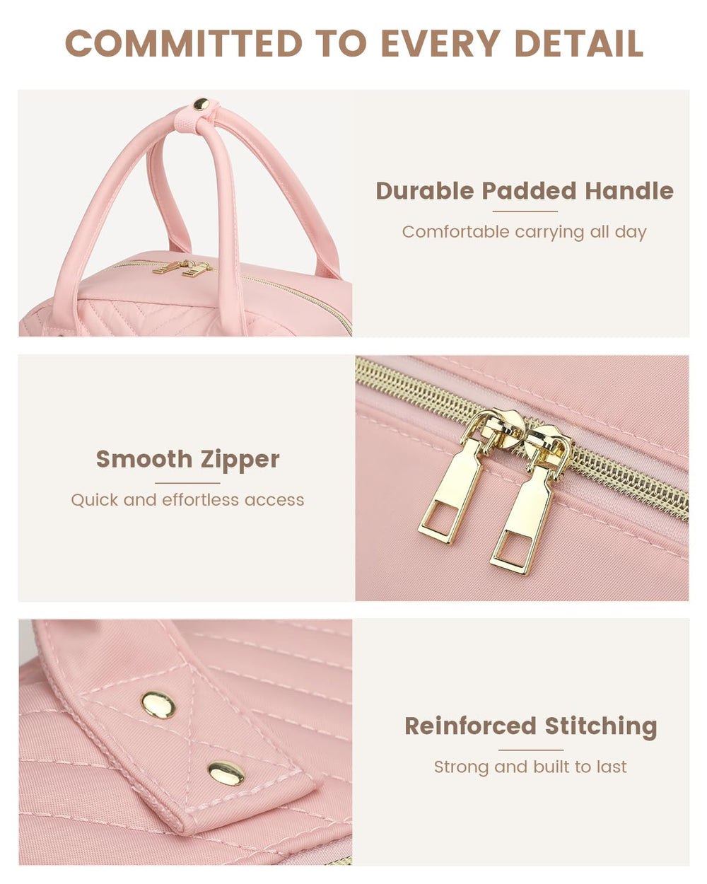 Pritent diaper bag backpack has easy clean lining for quick wipe downs