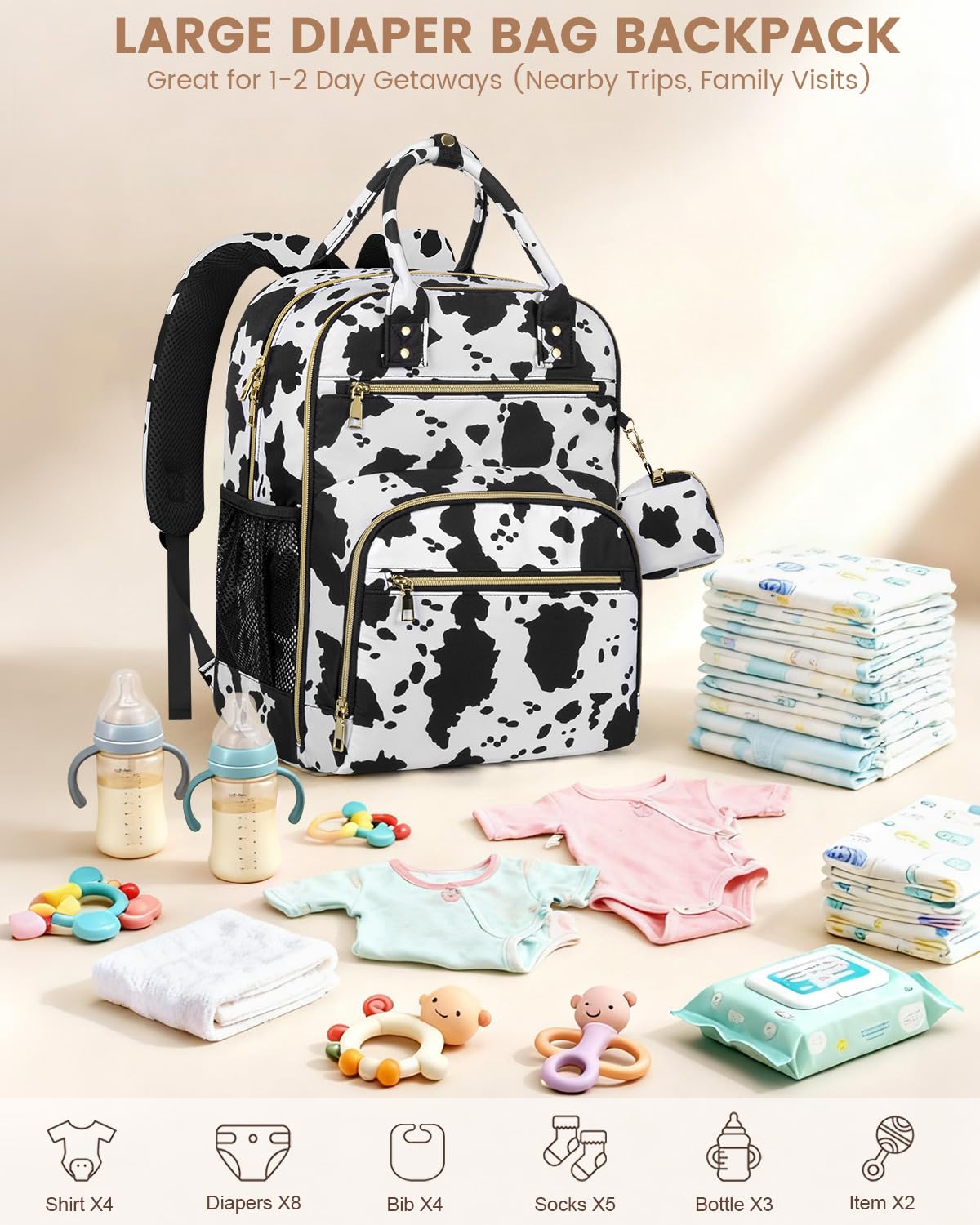 Pritent bag interior with multiple pockets for quick access