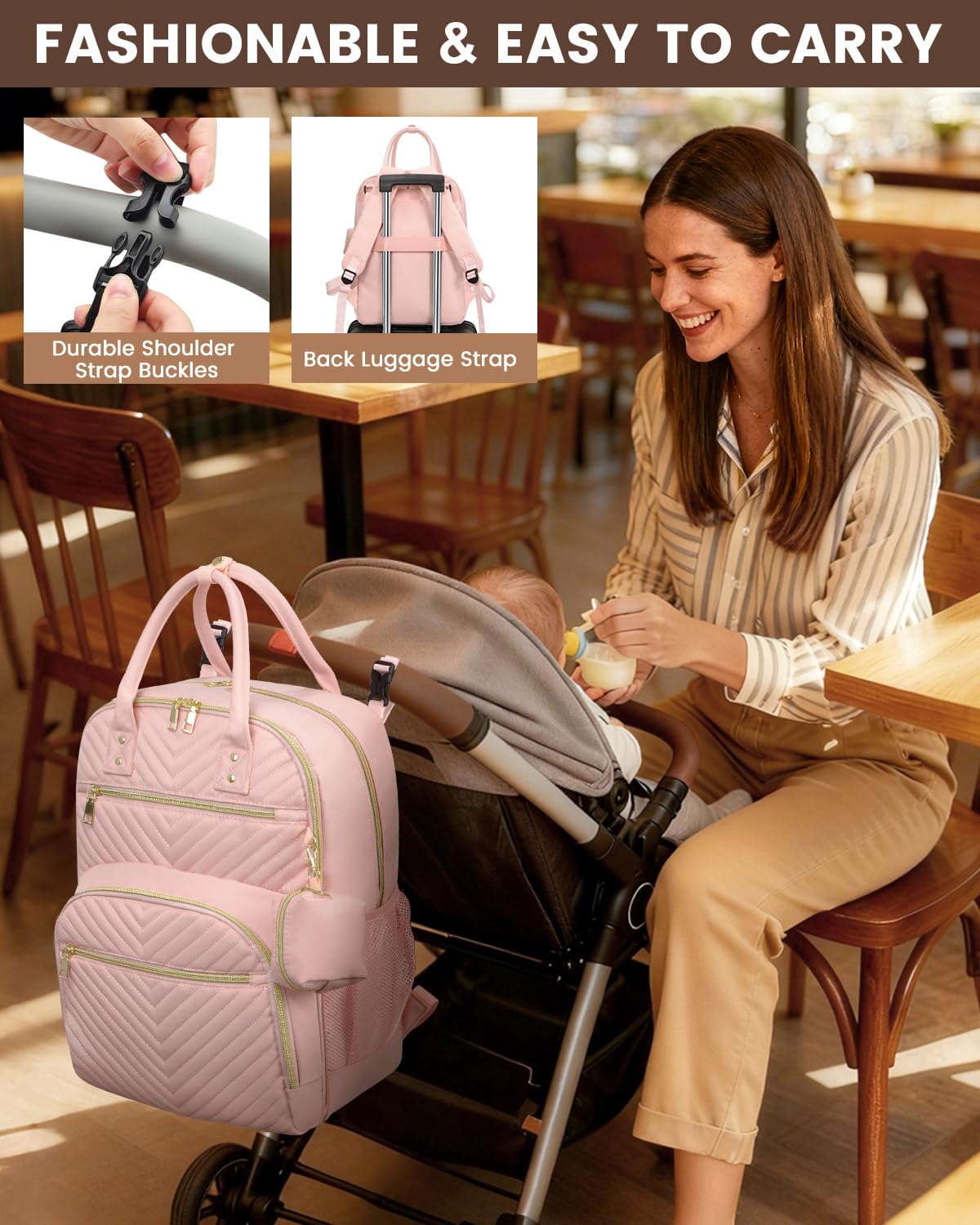 Pritent diaper bag backpack provides large capacity for travel with baby gear