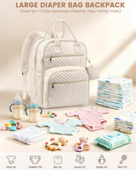 Pritent diaper bag backpack side bottle pocket for easy feeding on the go.
