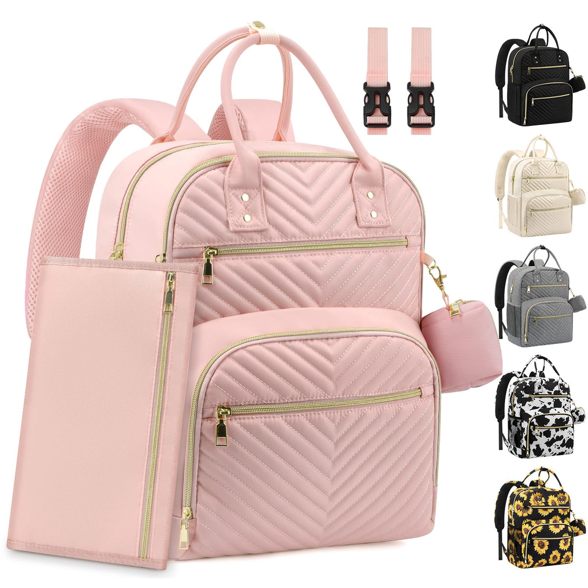 Pritent diaper bag backpack with spacious interior keeps baby essentials within reach during outings