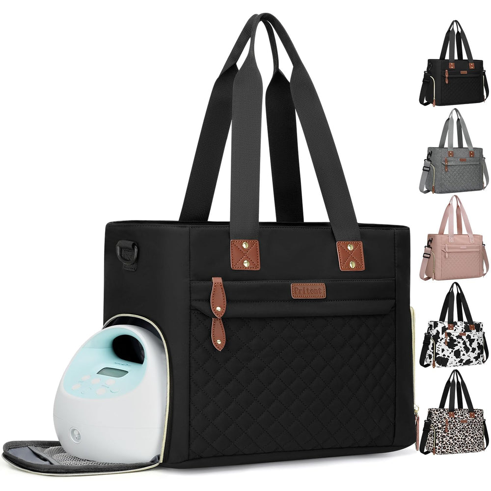 Pritent diaper bag tote with laptop sleeve for work-ready parents.