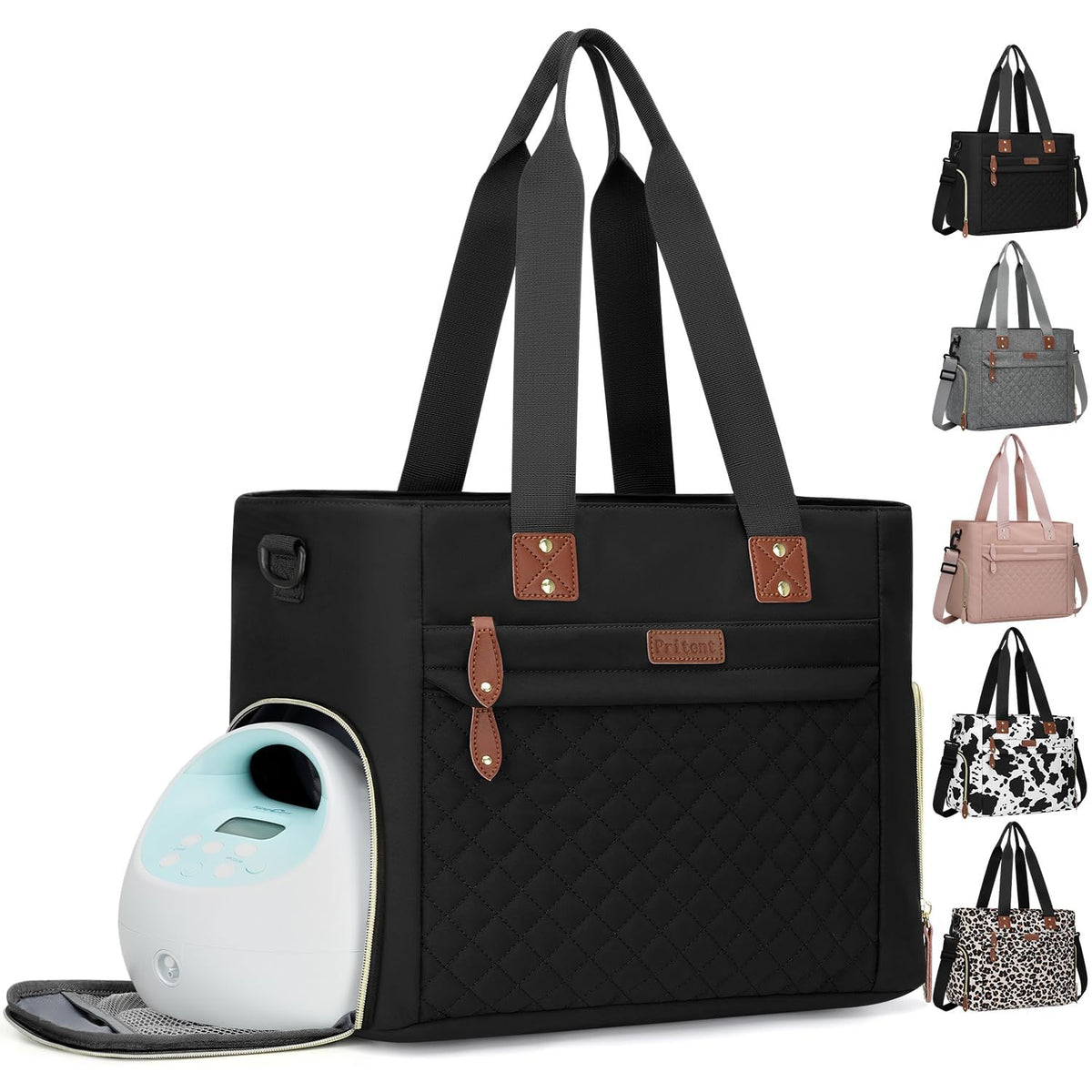Pritent diaper bag tote with laptop sleeve for work-ready parents.