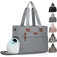 Pritent diaper bag tote with laptop sleeve keeps work essentials organized on the go.