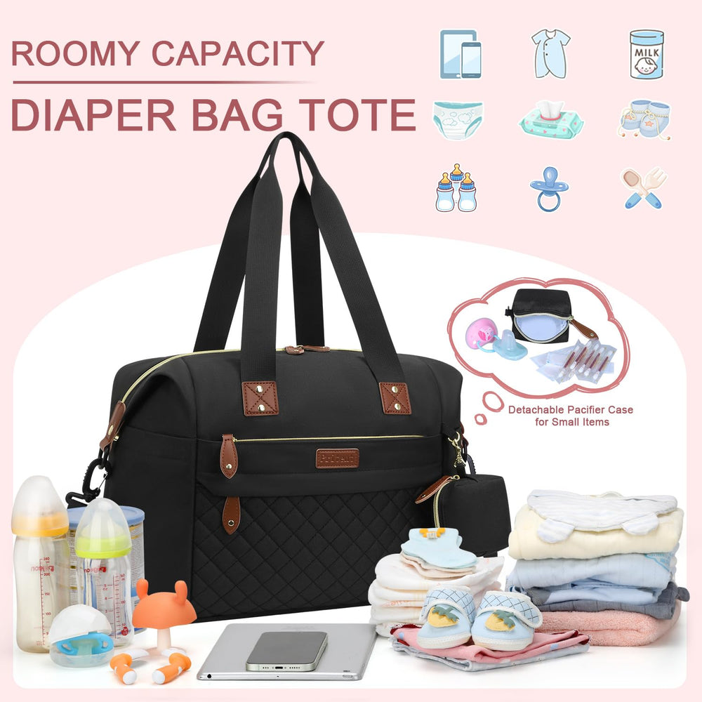 Pritent diaper bag tote waterproof fabric guards against spills during adventures.