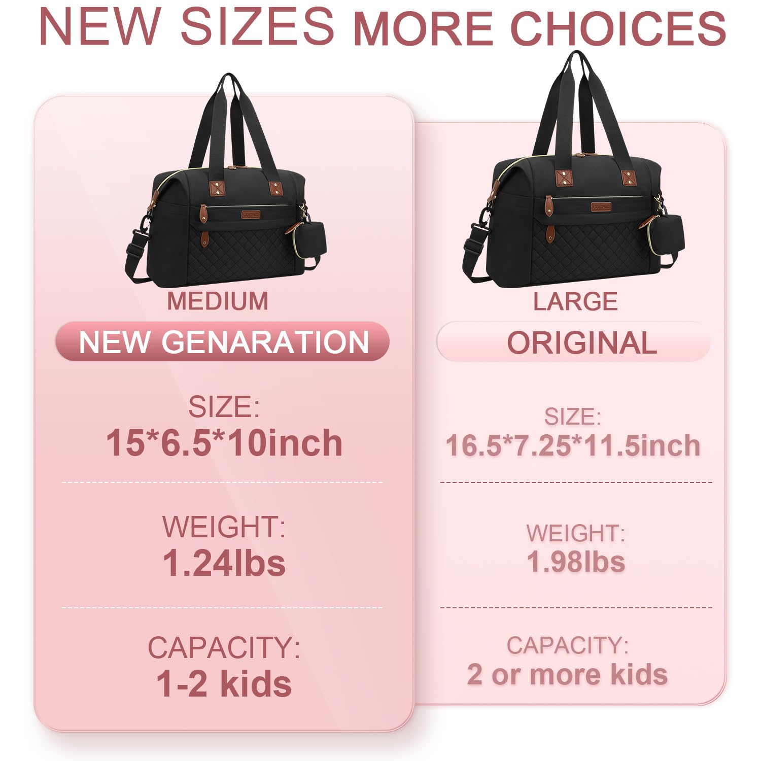 Pritent diaper bag tote wide opening enables easy one-handed access.