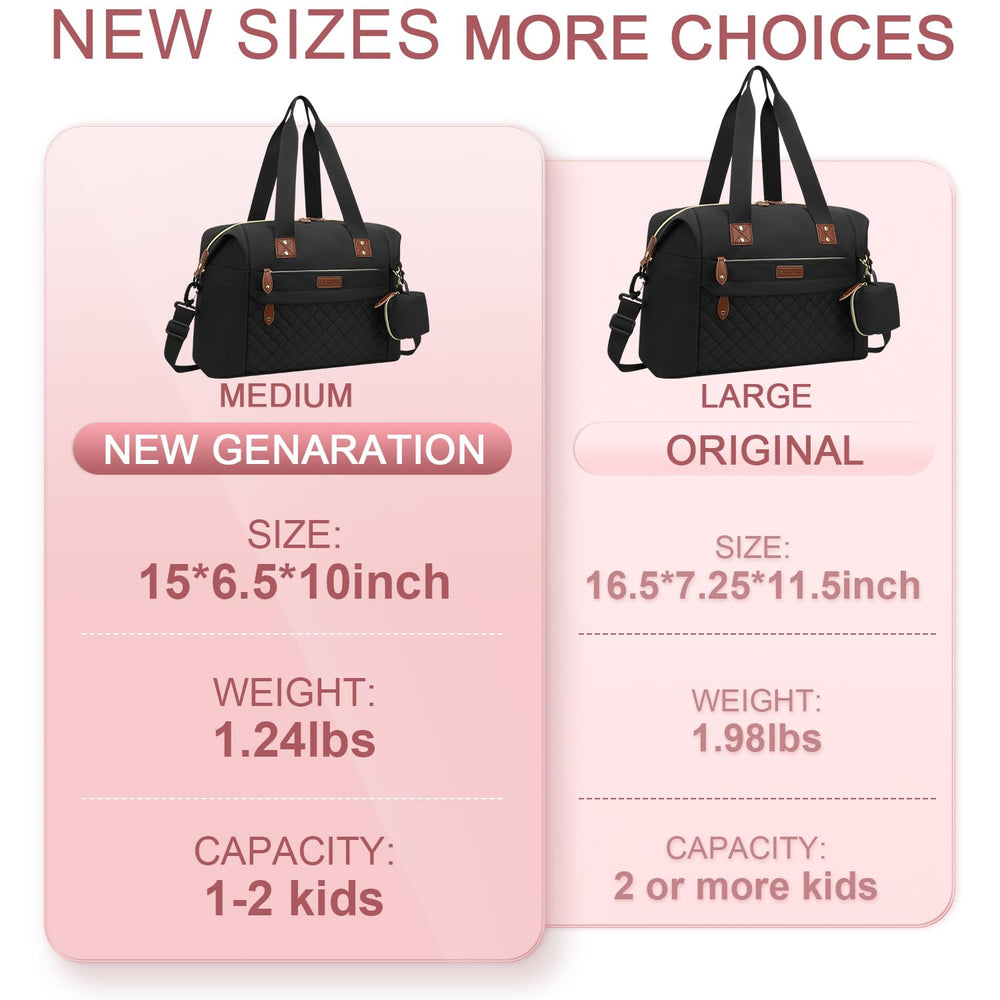 Pritent diaper bag tote wide opening enables easy one-handed access.