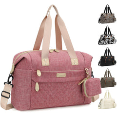 Pritent Diaper Tote pink front view with roomy main compartment for diapers, wipes, and bottles