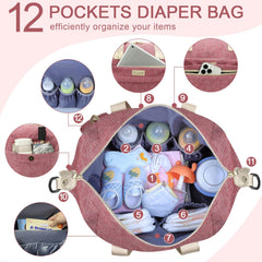 Pritent Diaper Tote clipped to a stroller for hands-free shopping and travel