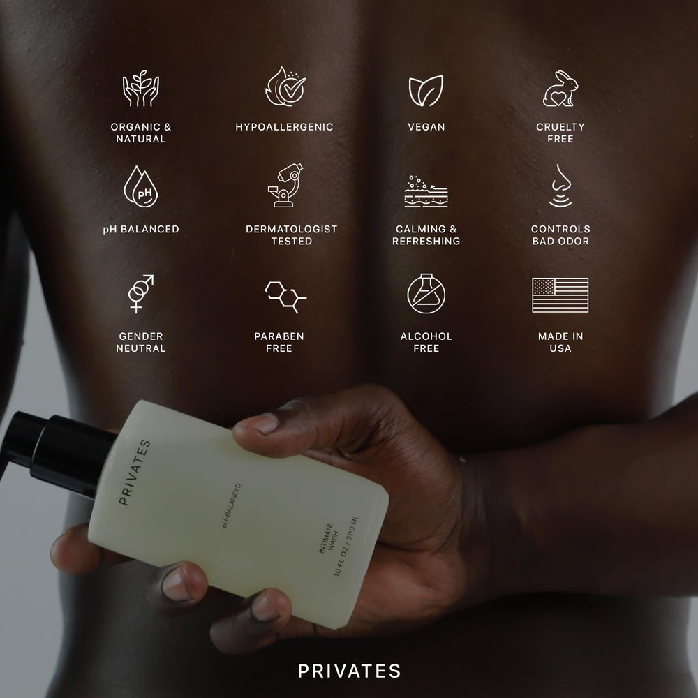 PRIVATES image of natural ingredients underscoring vegan cruelty free cleansing