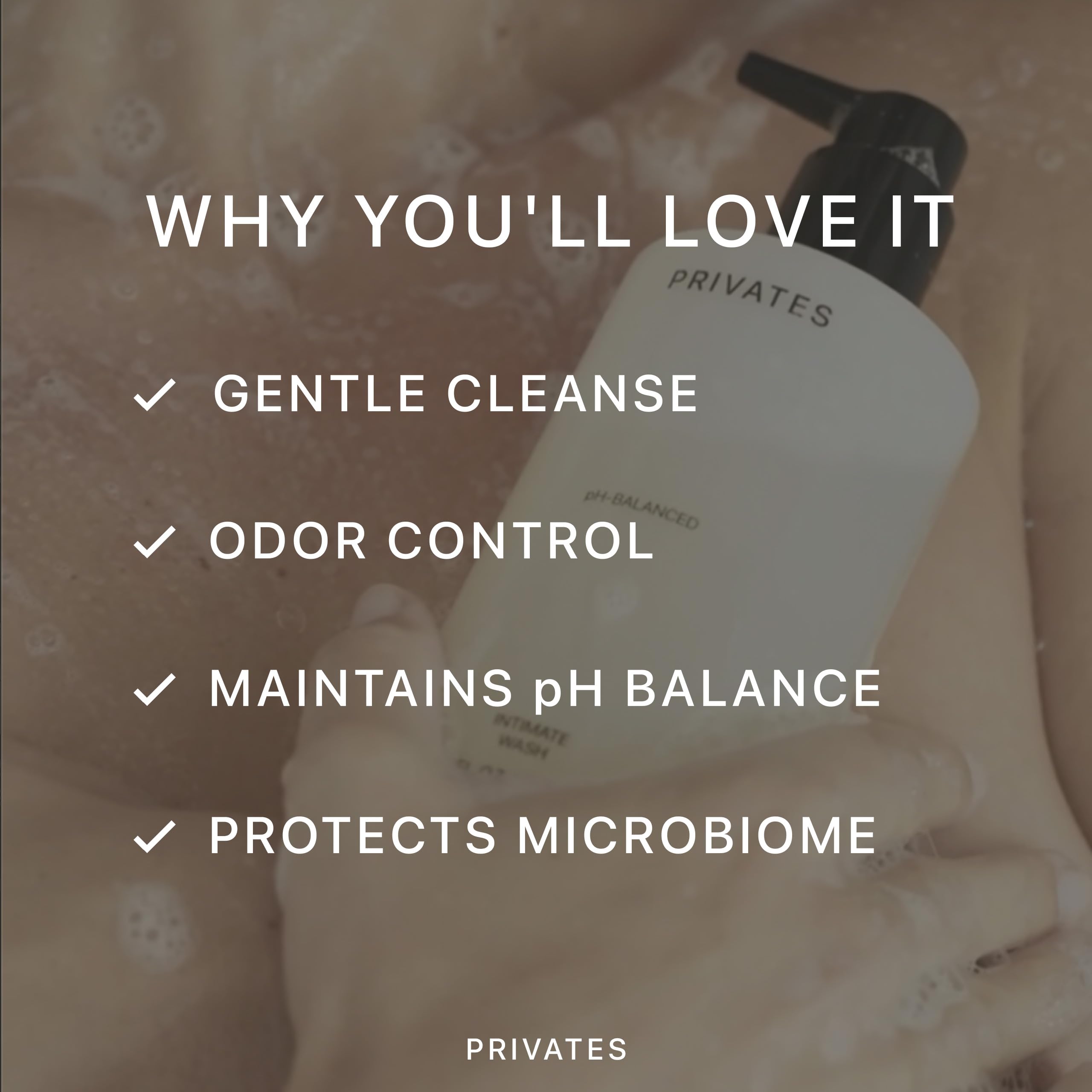 PRIVATES pump enables easy daily use with a smooth, even lather