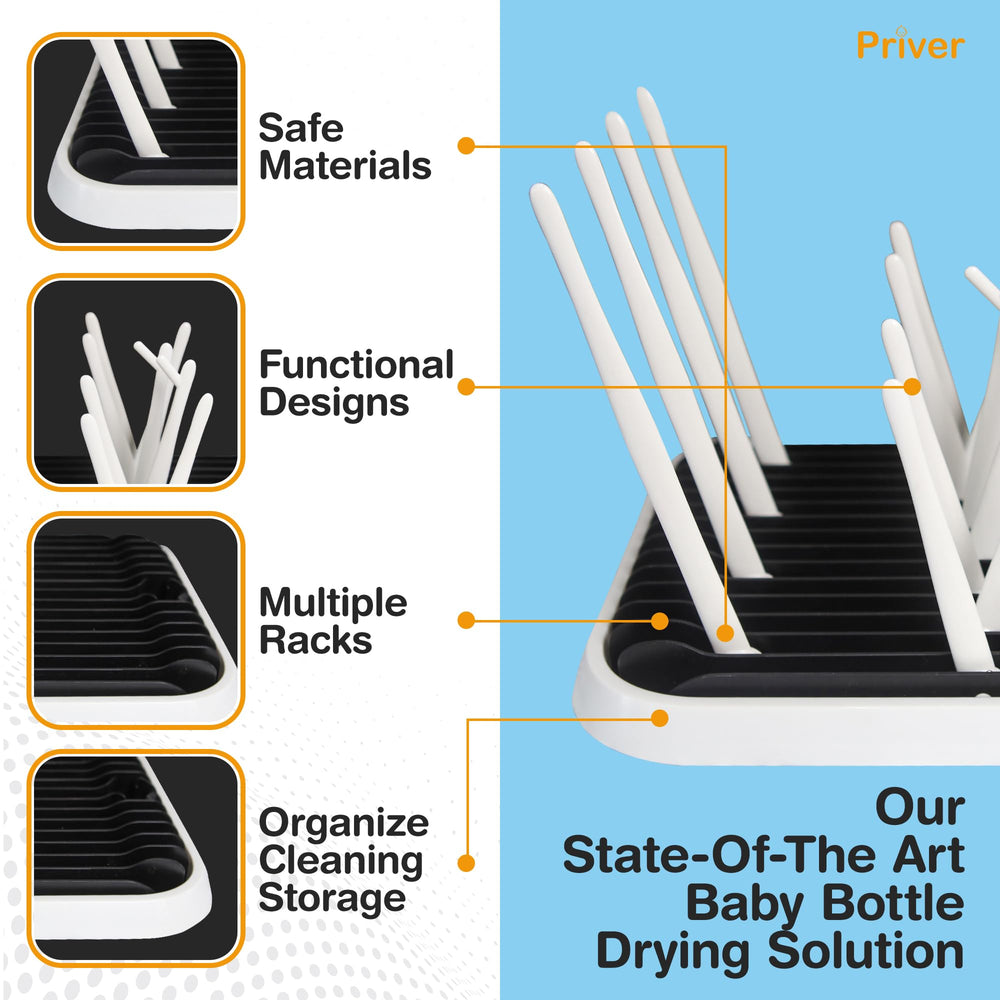 Priver drying rack disassembled for easy cleaning and storage.