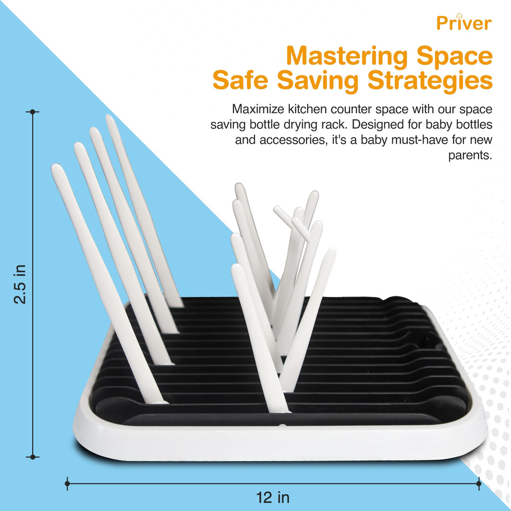 Priver drying rack with folded posts for a compact kitchen.