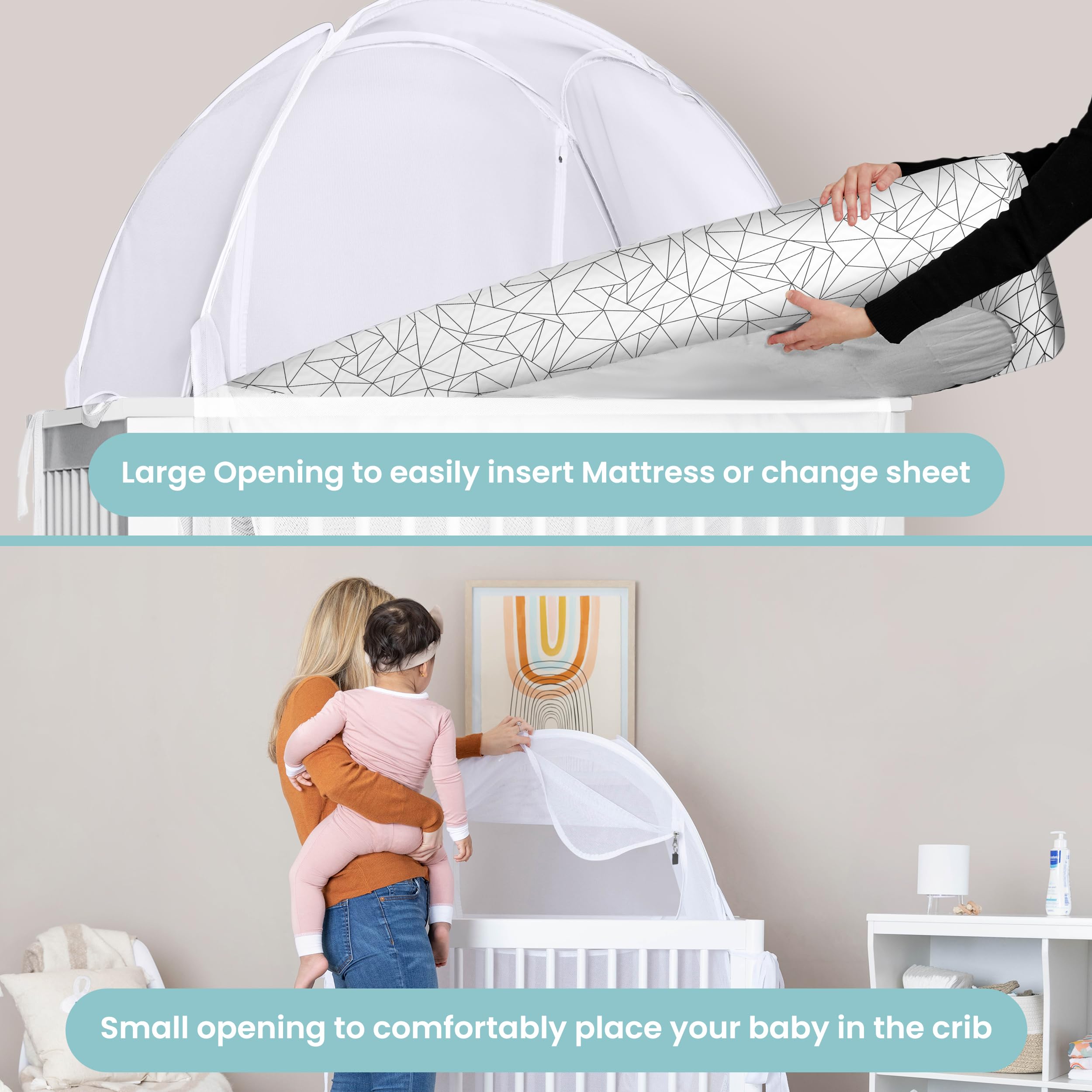 Pro Baby Safety standard crib fit ensures simple, tool-free setup.