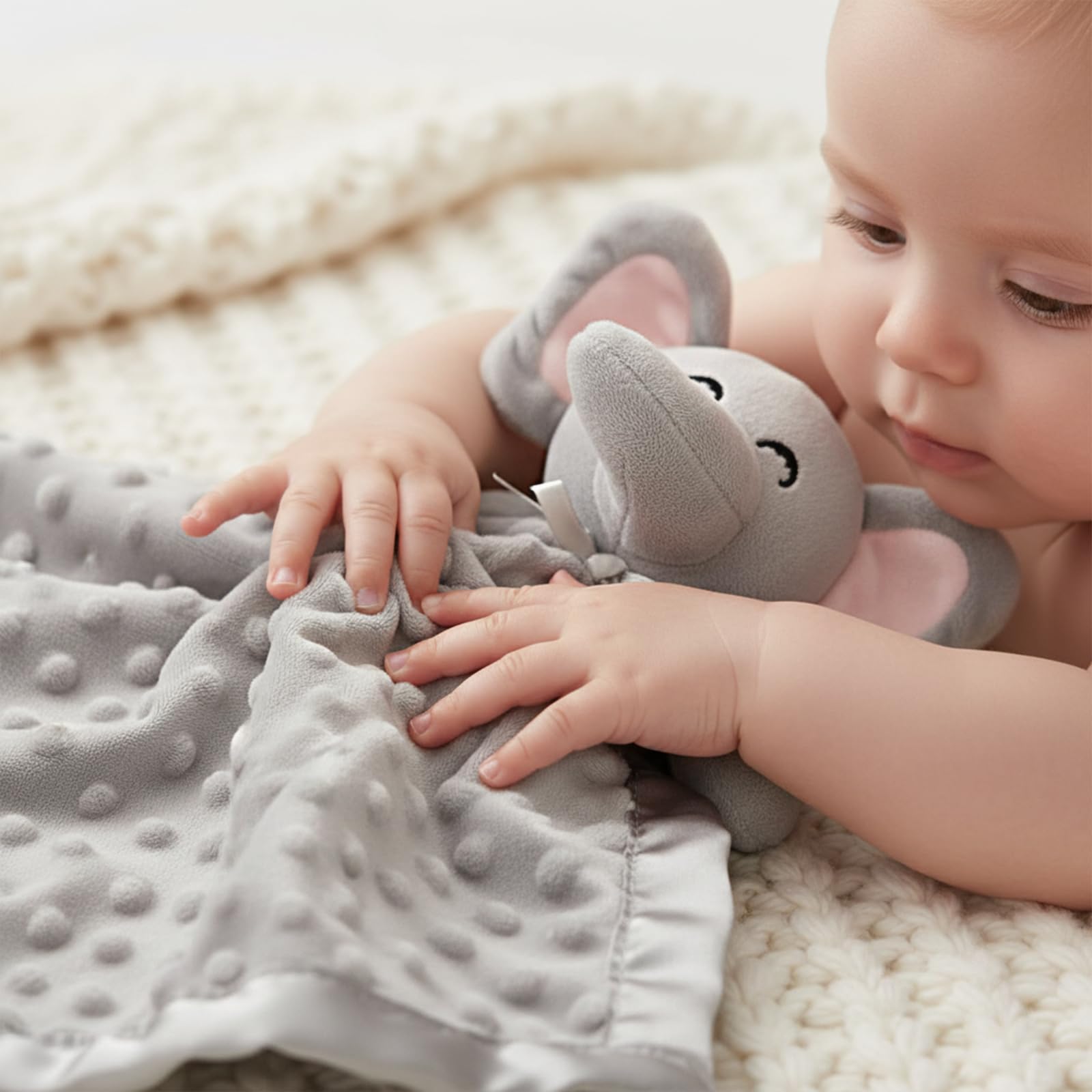 Pro Goleem 16x16 blanket with elephant head provides perfect cuddle size.