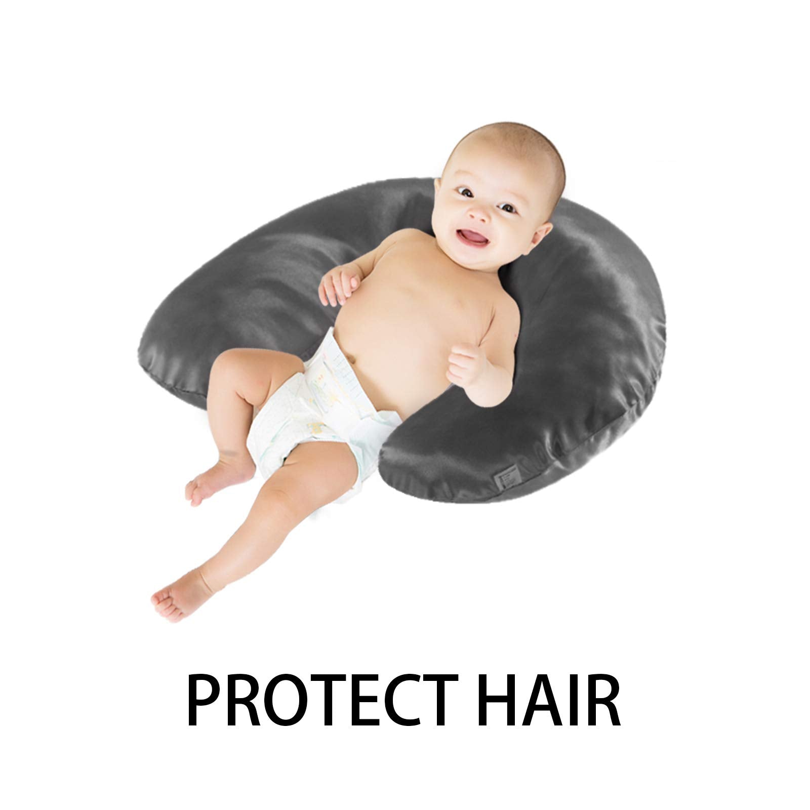 Pro Goleem baby-comfort cover in black keeps pillow surface gentle against baby's skin.