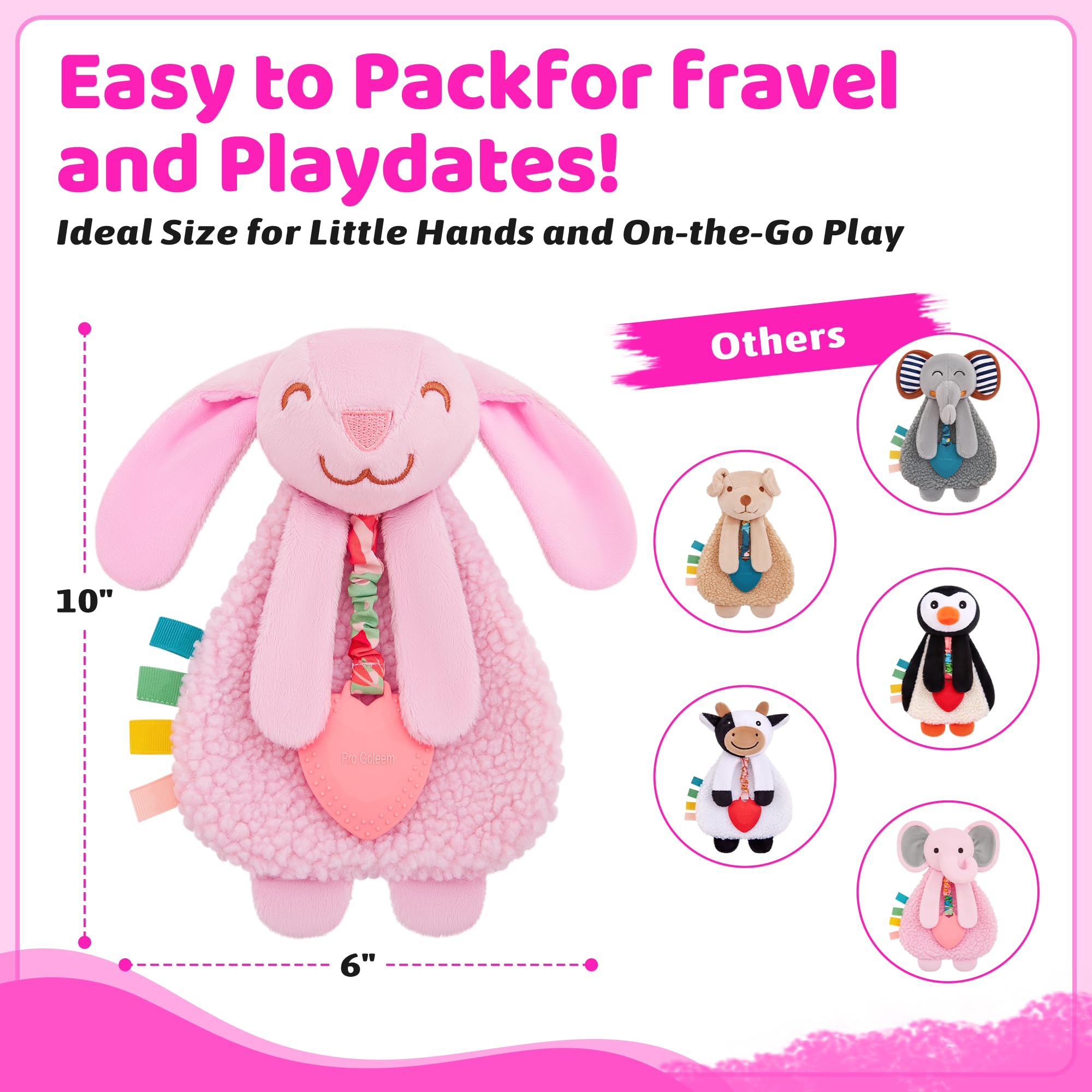 Pro Goleem Bunny Lovey is sized for tiny hands to grasp.