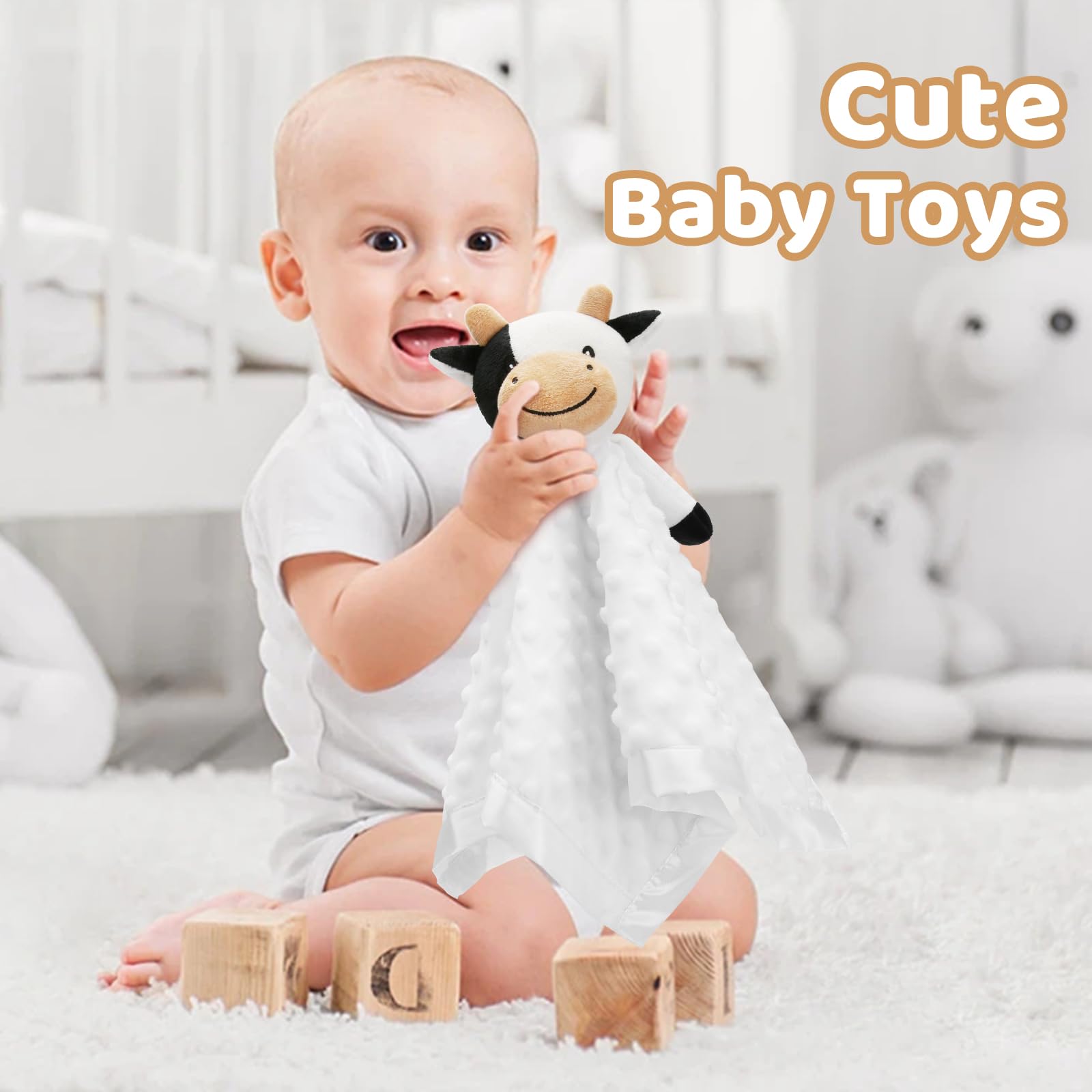Plush cow toy companion with Pro Goleem Cow Security Blanket for play and cuddling