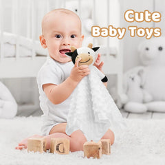 Plush cow toy companion with Pro Goleem Cow Security Blanket for play and cuddling