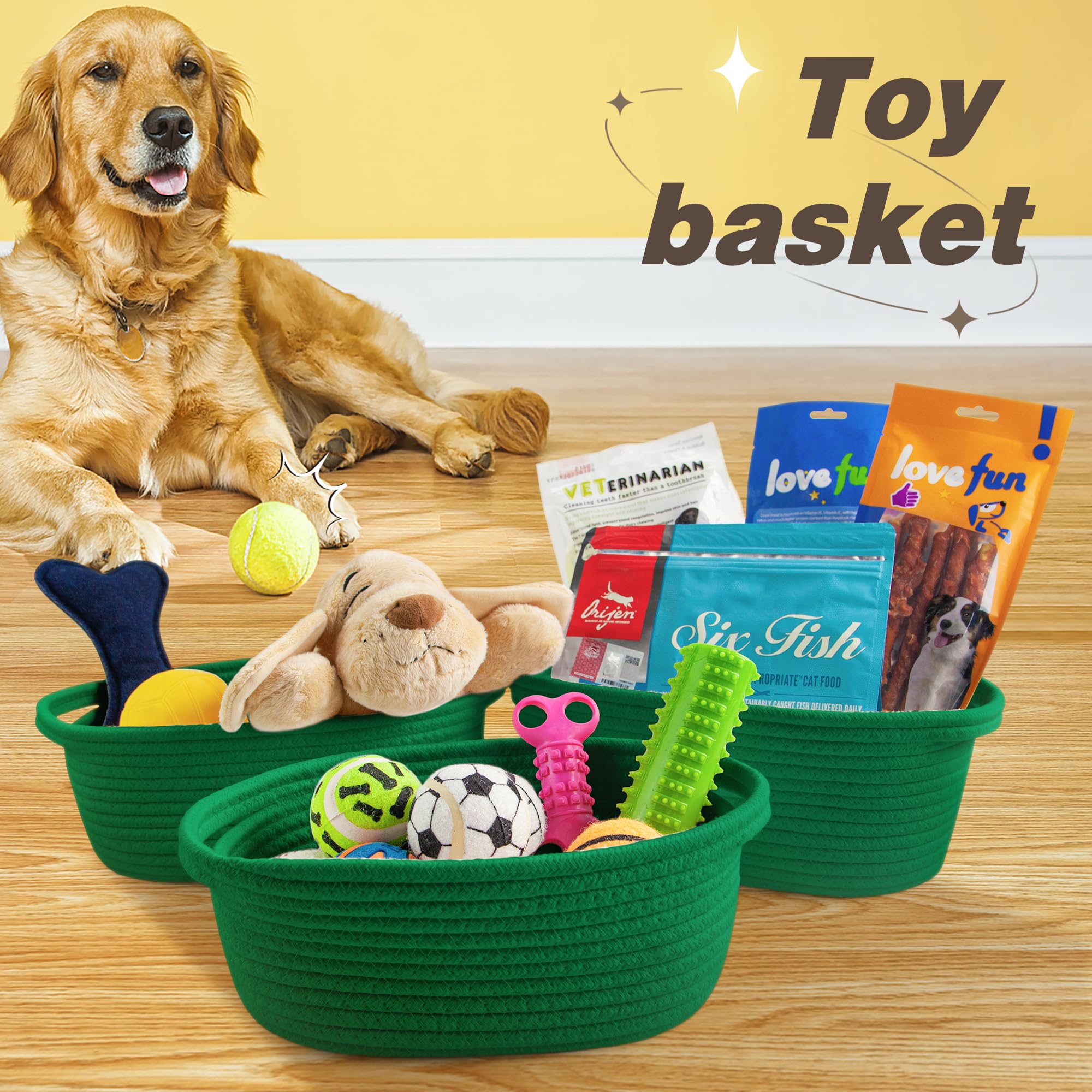 Pro Goleem green woven basket adds a fresh decor touch.