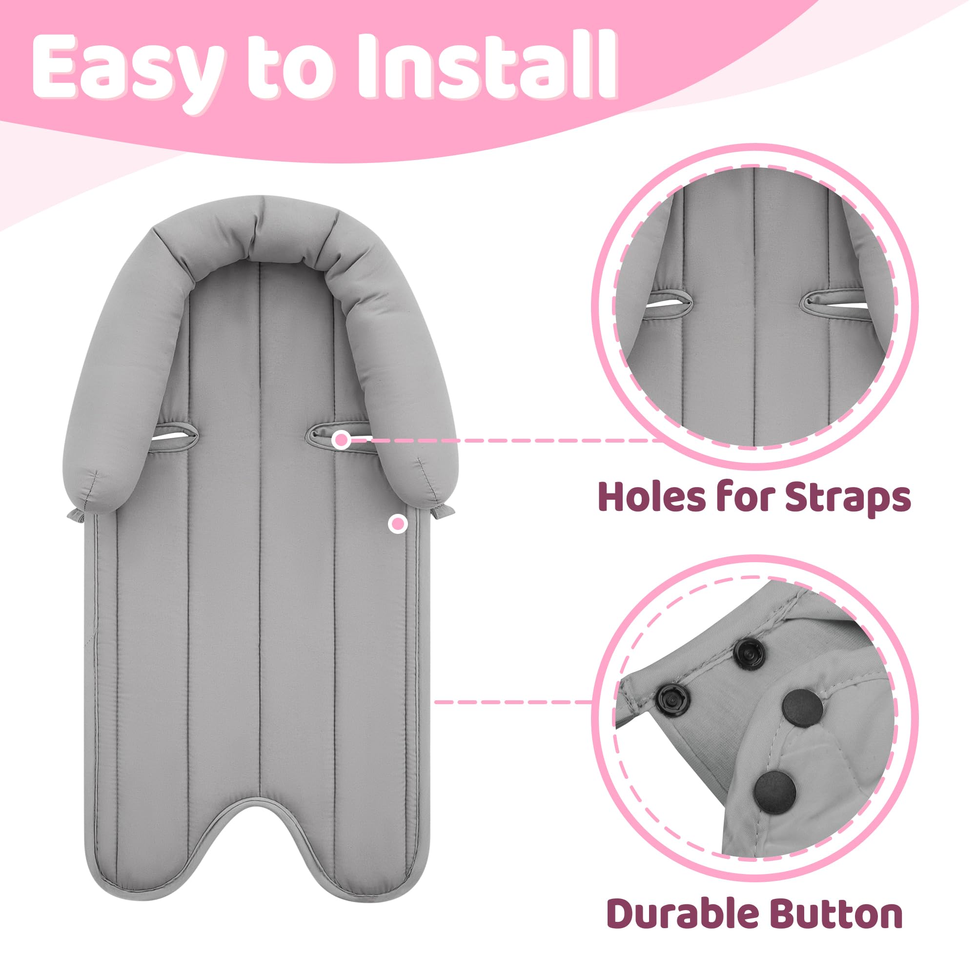 Pro Goleem head support with easy harness openings fits many car seats