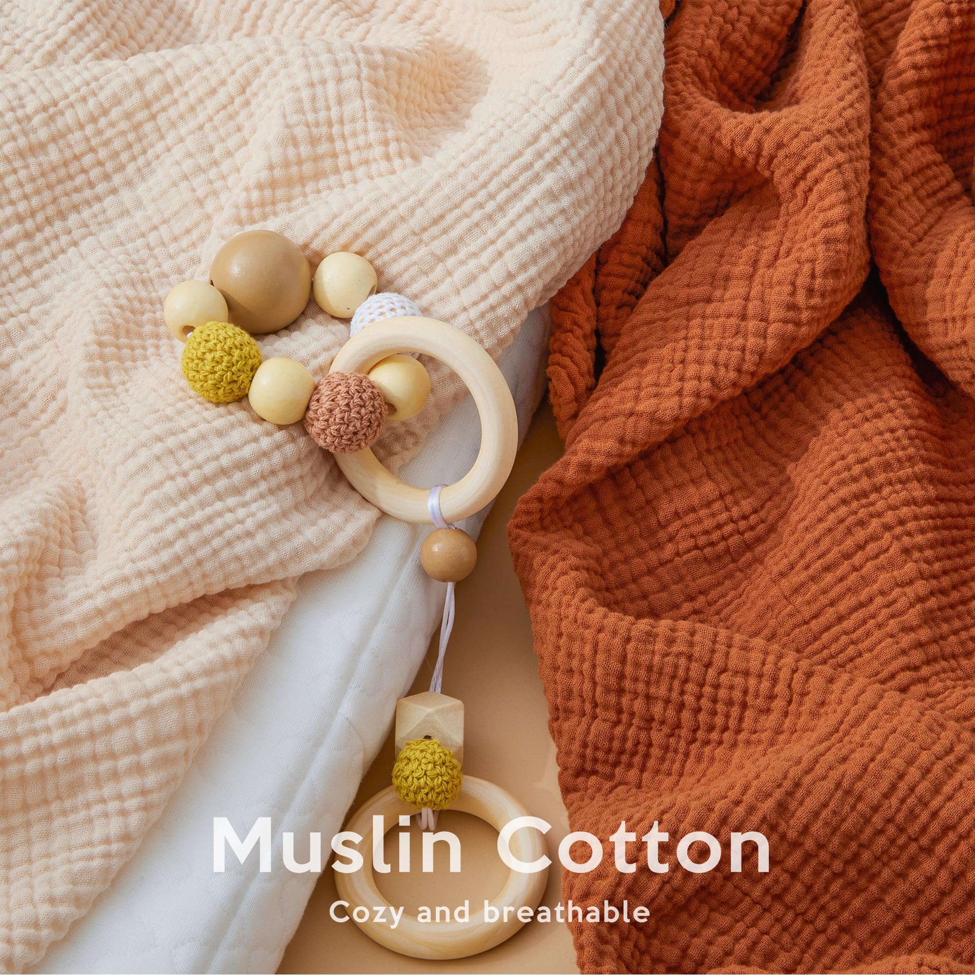 Pro Goleem muslin changing pad cover close-up stitching shows quality materials
