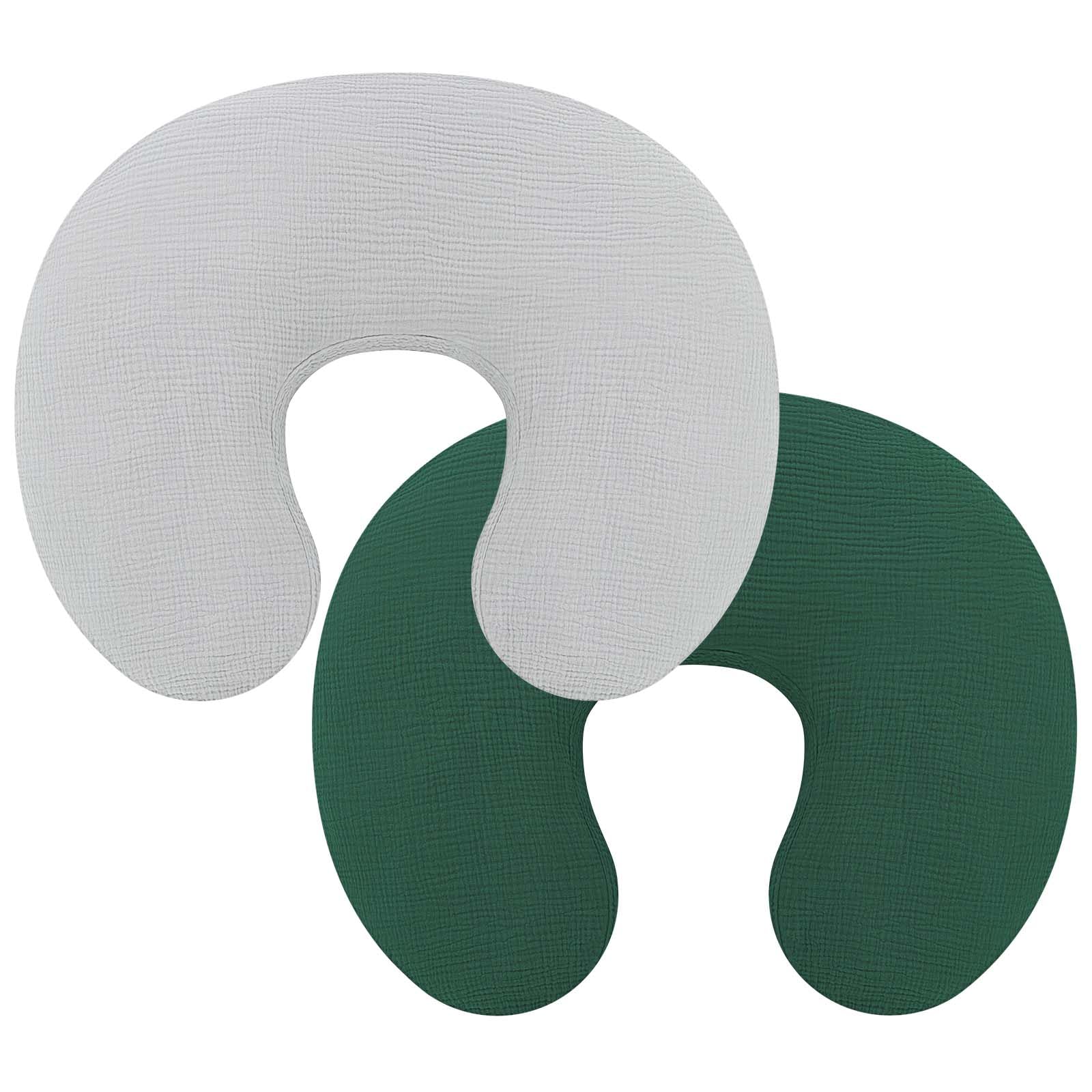 Pro Goleem muslin nursing pillow cover grey front view, breathable comfort.