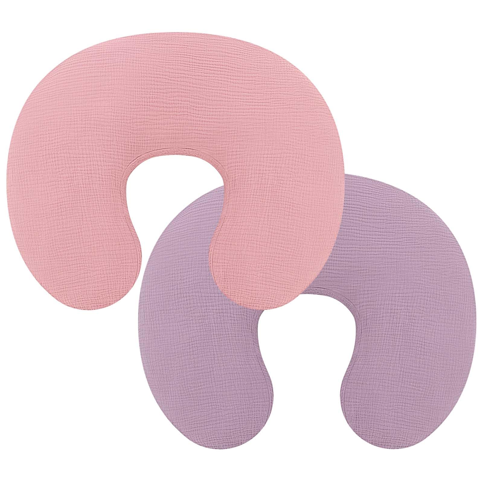 Pro Goleem pink muslin nursing pillow cover, soft and breathable for gentle skin comfort.